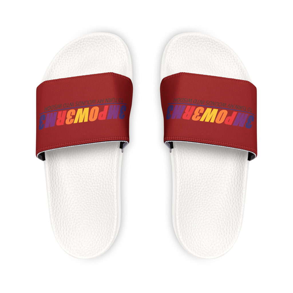 Youth Slide Sandals with Removable Strap — Colorful 'BROWBR' Graphic