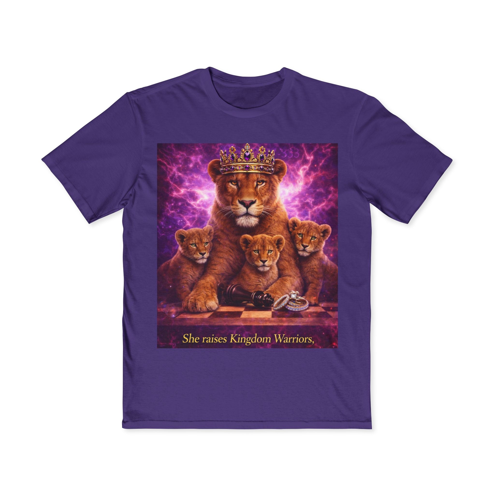 Men's Lioness & Cubs Tee — "She Raises Kingdom Warriors" Graphic T-Shirt