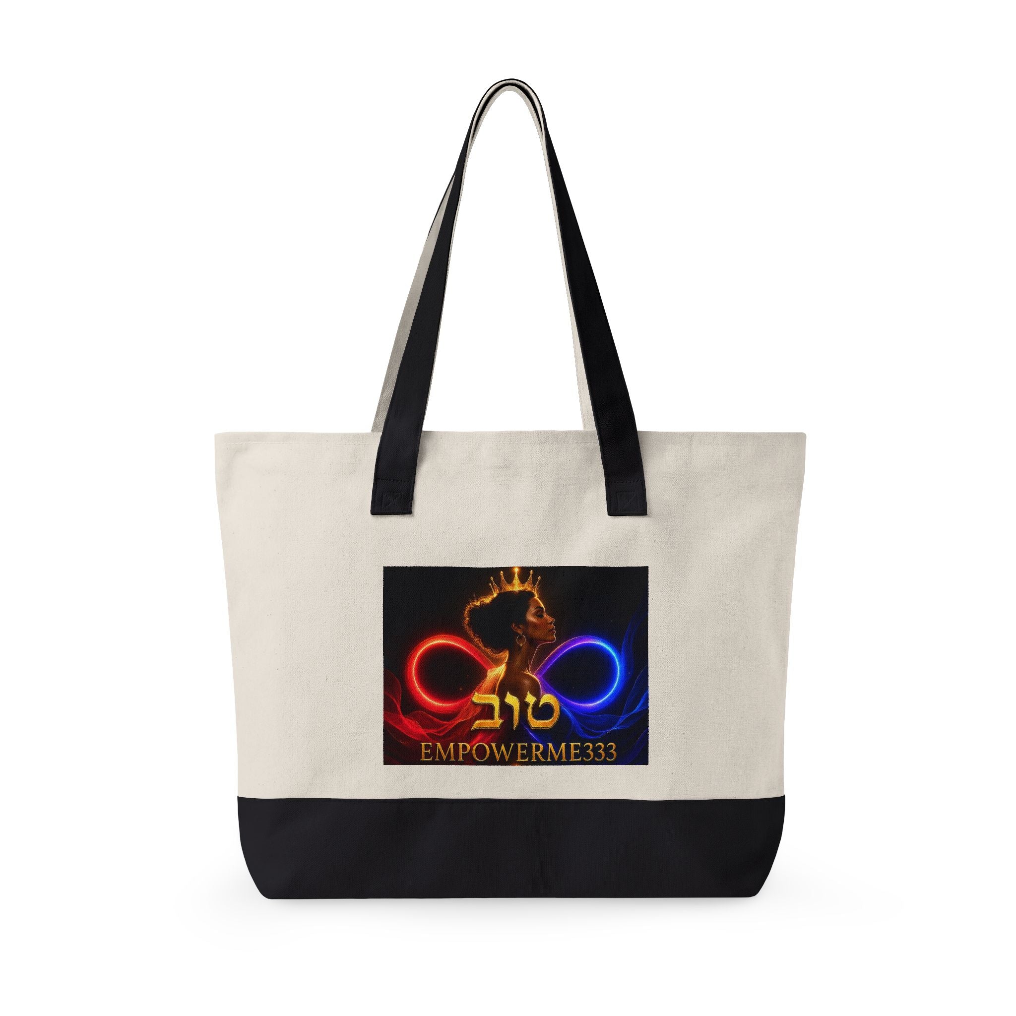 EmpowerMe333 Black Queen Zippered Canvas Tote