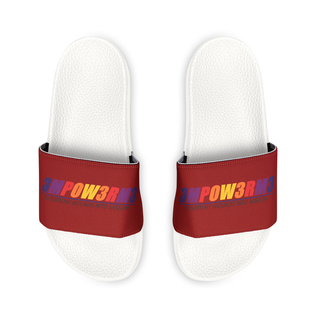 Youth Slide Sandals with Removable Strap — Colorful 'BROWBR' Graphic