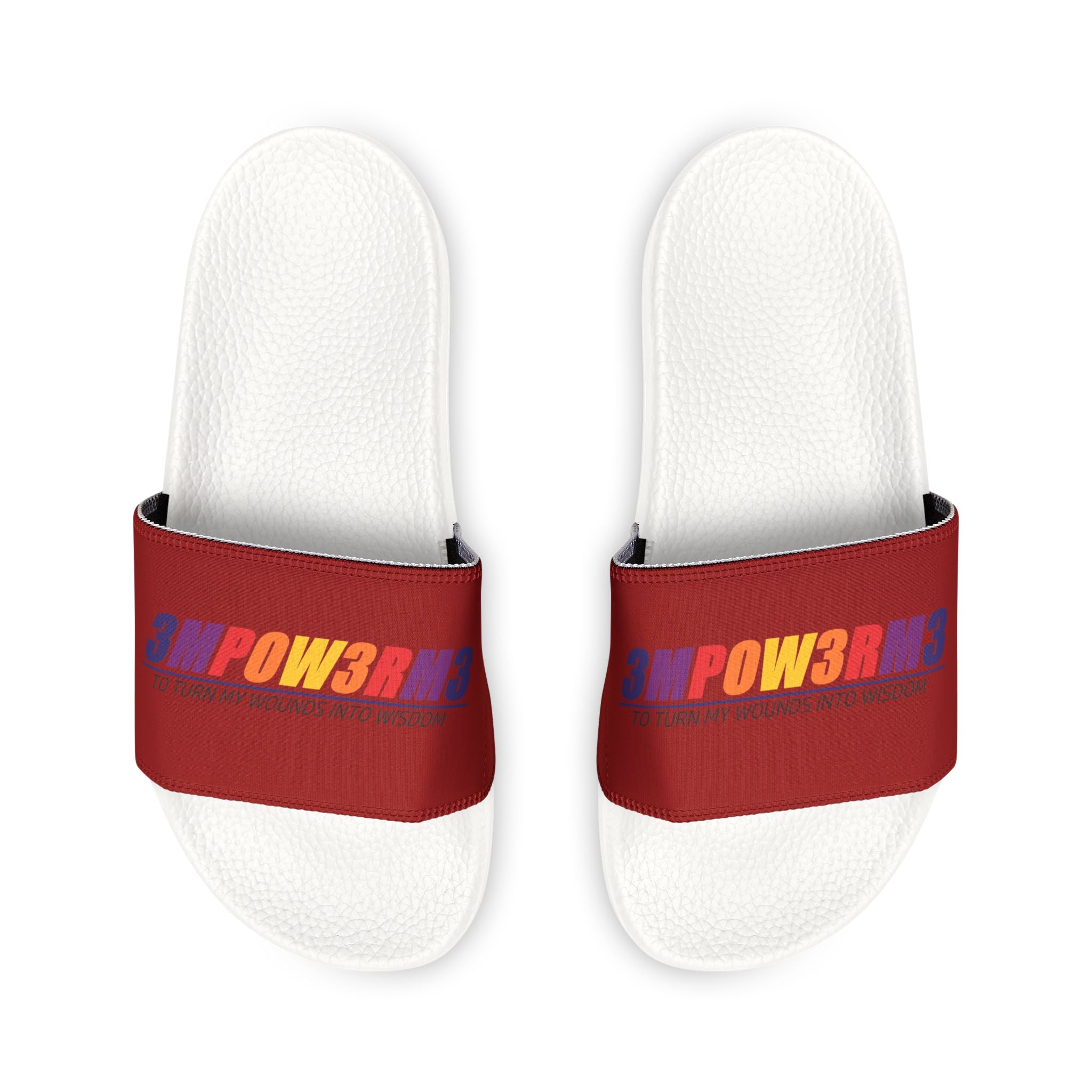 Youth Slide Sandals with Removable Strap — Colorful 'BROWBR' Graphic