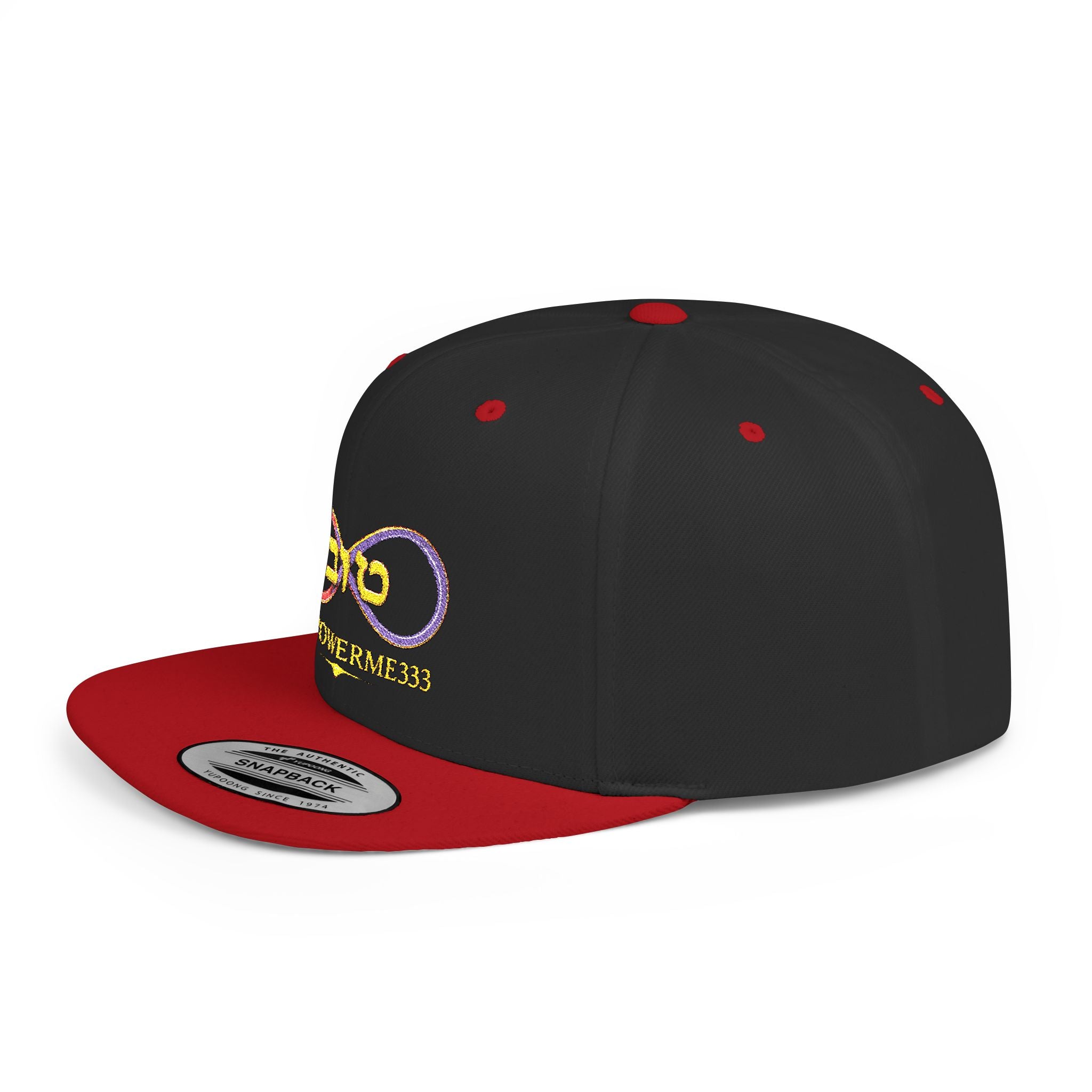 Infinity Heart Flat Bill Snapback Hat — Colorful Love Logo Embroidered Cap