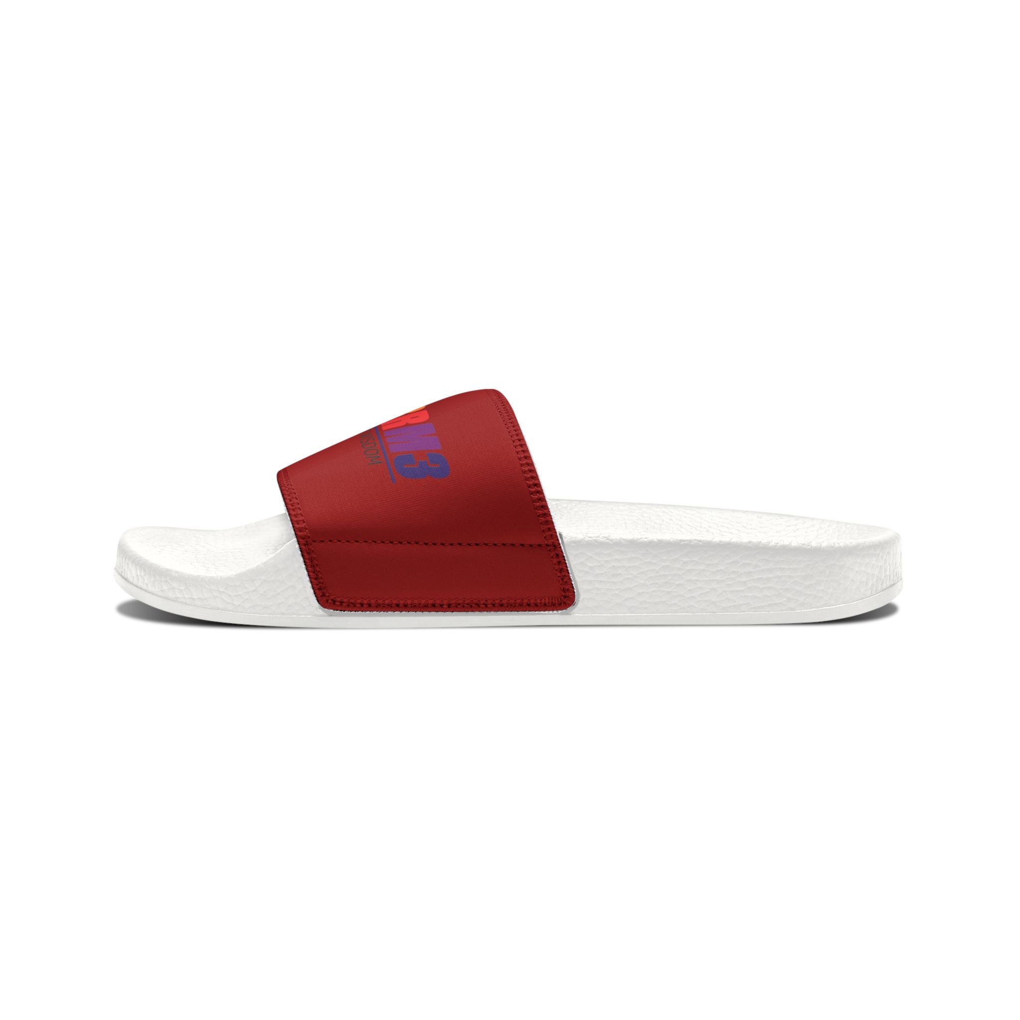 Youth Slide Sandals with Removable Strap — Colorful 'BROWBR' Graphic