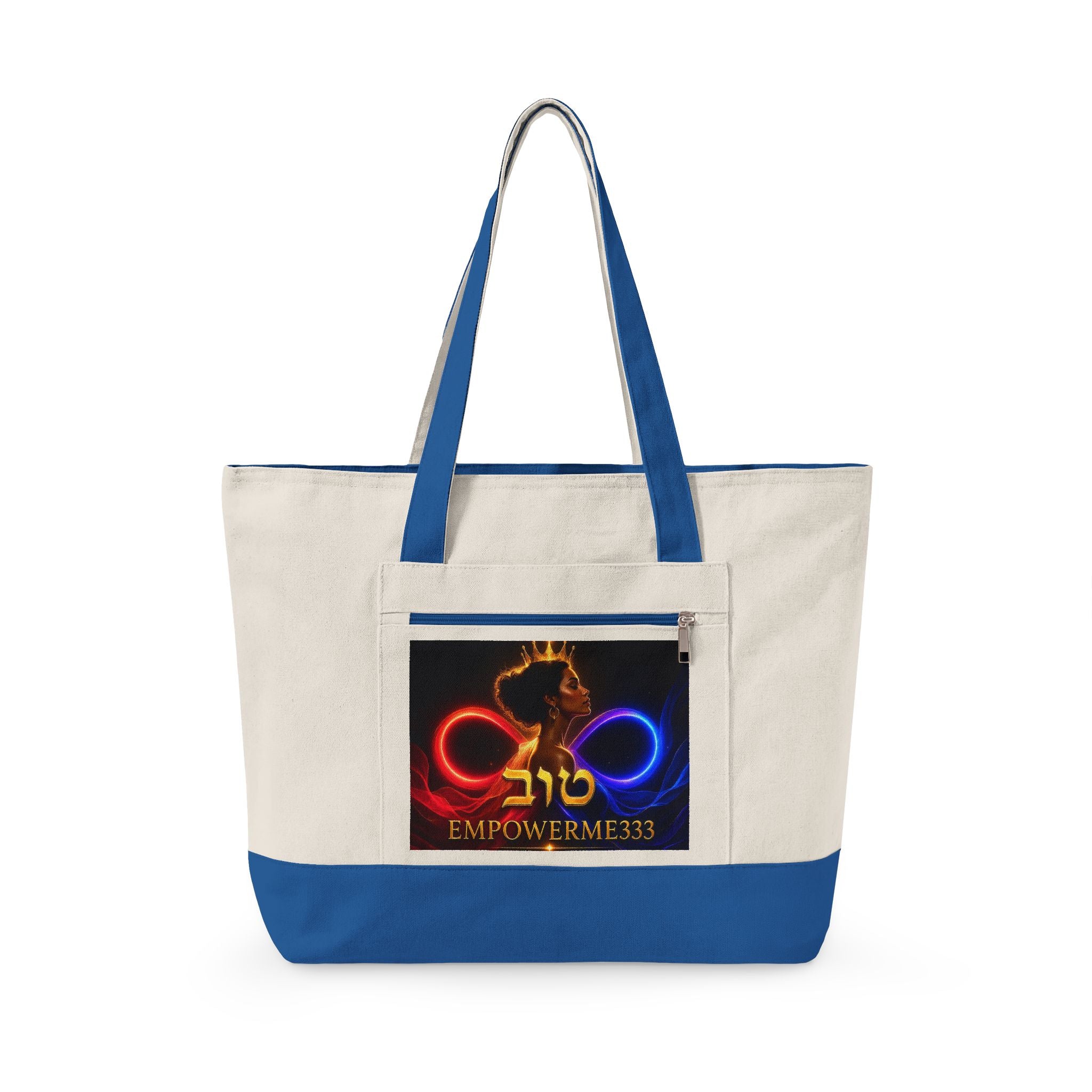 EmpowerMe333 Black Queen Zippered Canvas Tote